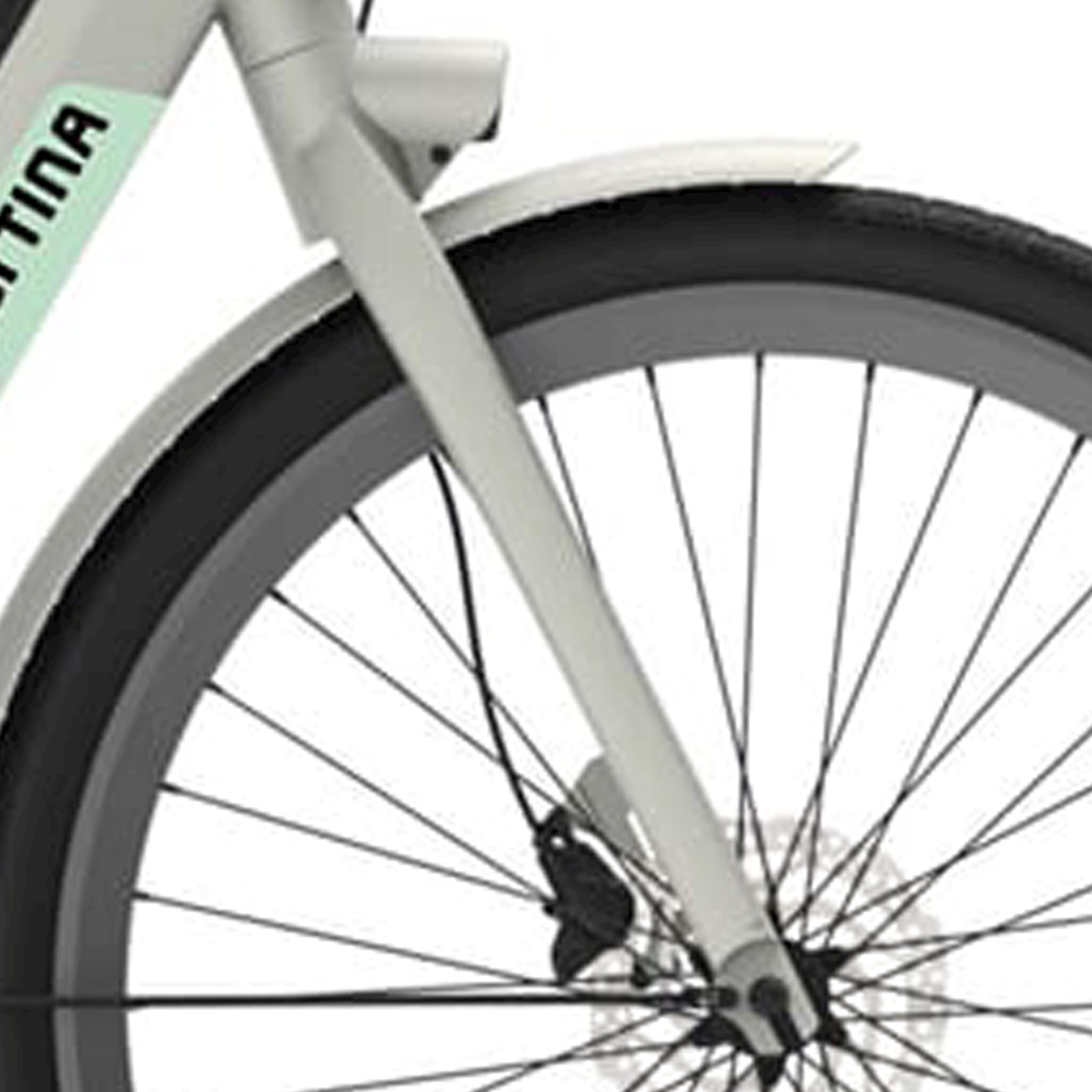 Widelec przedni Cortina E-Nite 1 1/8 cala 245 mm srebrny metaliczny matowy