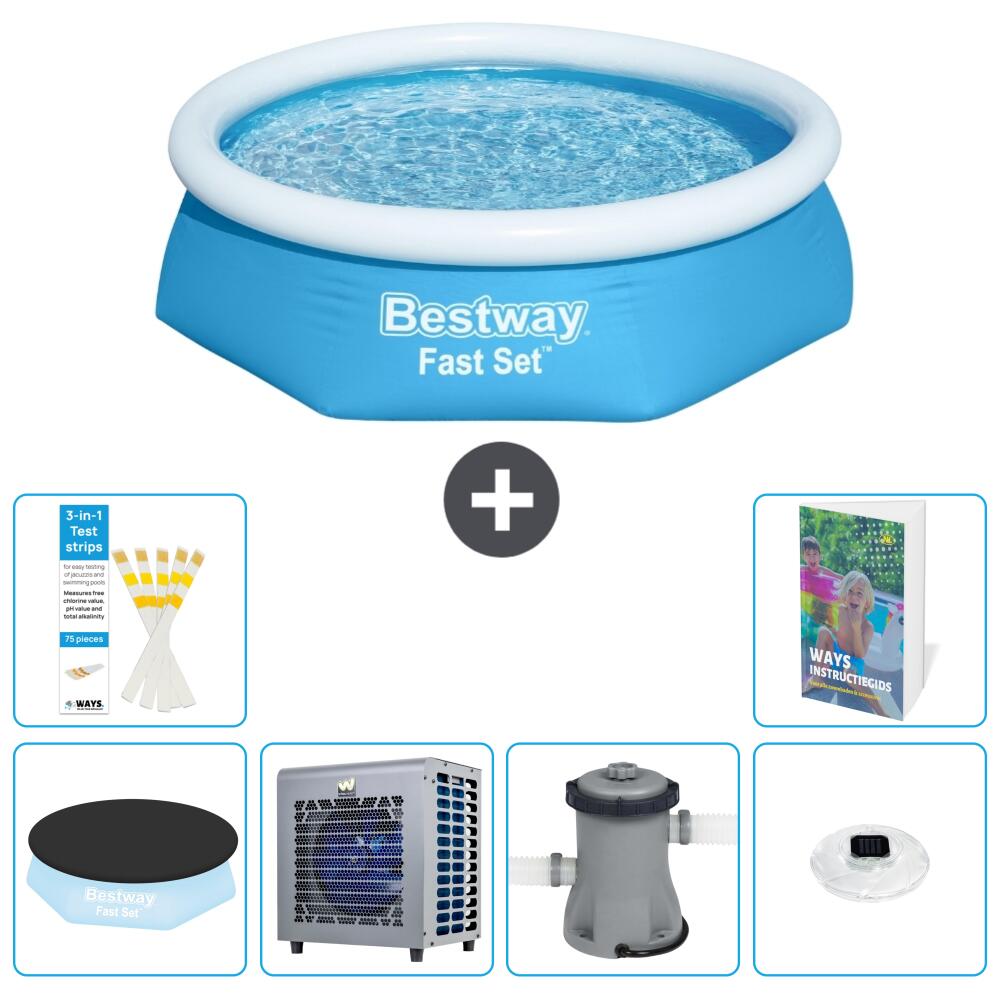 BESTWAY Basen Fast Set Okrągły - 244x61 cm - 7-częściowy S106