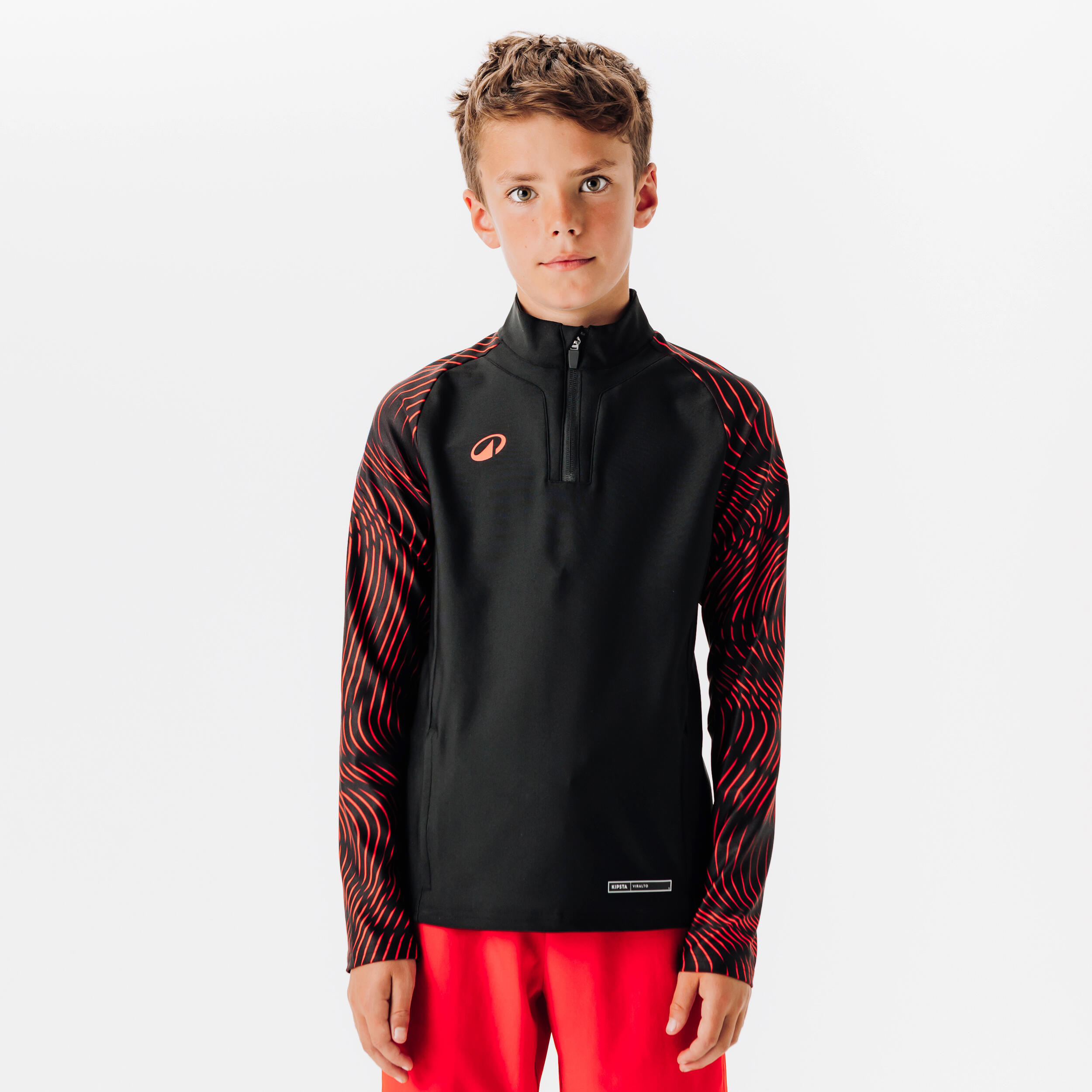 Bluza piłkarska na krótki suwak dla dzieci Kipsta Viralto Wavy Club