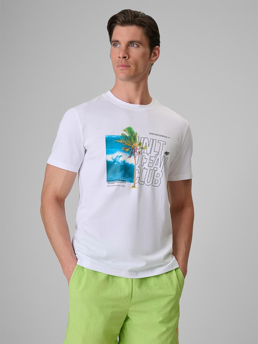 T-shirt regular z nadrukiem męski 4F 4FRSS26TTSHM4303