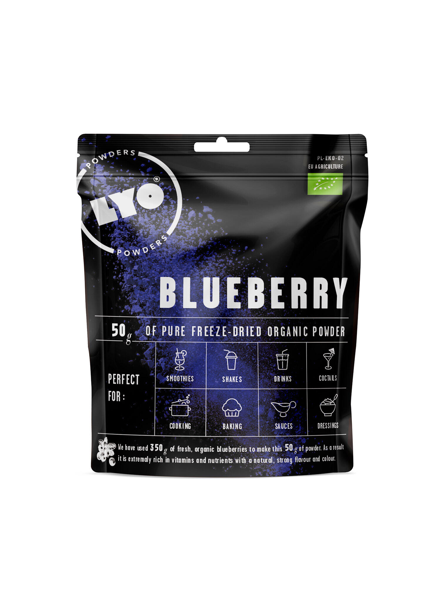 Liofilizat LyoFood Ekologiczne jagody w proszku 50 g
