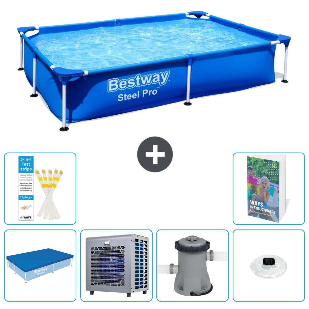 BESTWAY Basen Steel Pro Prostokątny - 221x150x43 cm - 7-częściowy S106