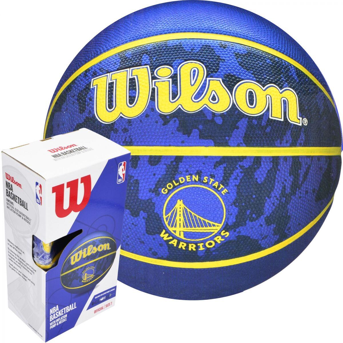 Piłka do koszykówki Wilson NBA Golden Stade Warrios z pompką i kartonem