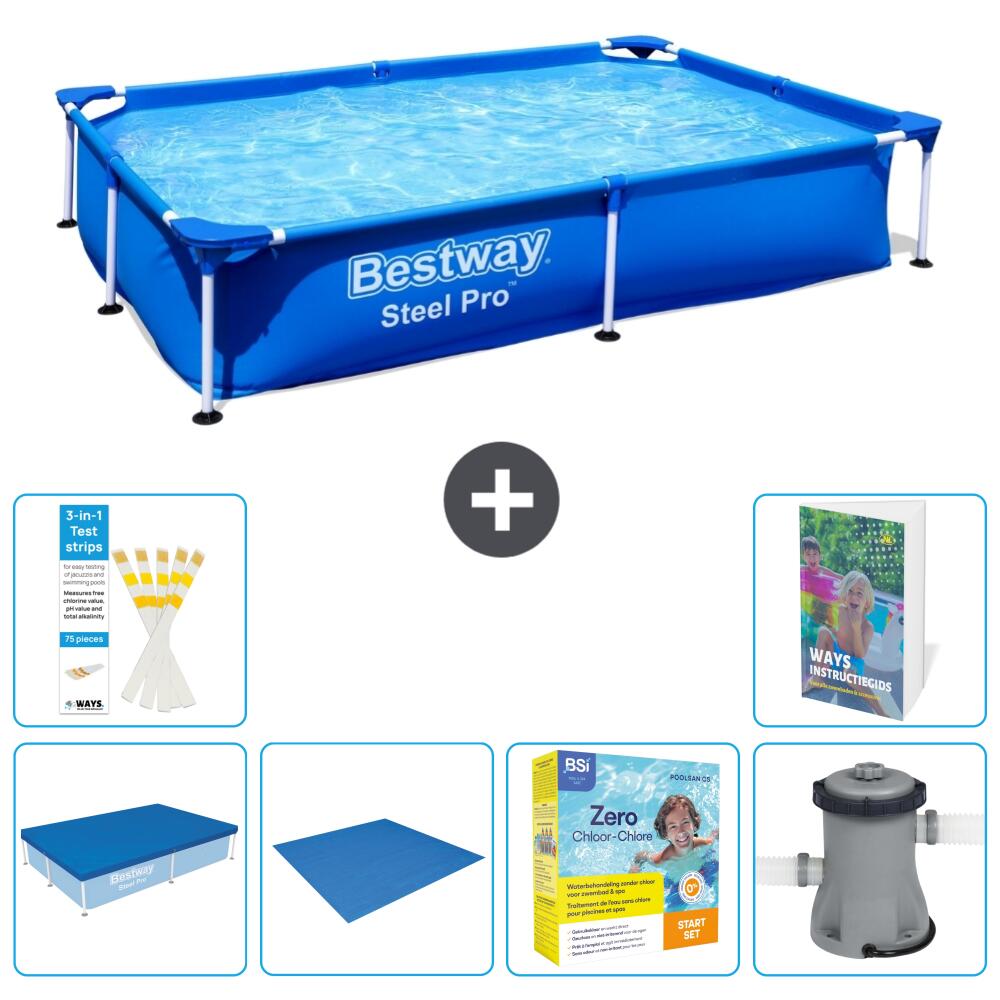 BESTWAY Basen Steel Pro Prostokątny - 221x150x43 cm - 7-częściowy S24
