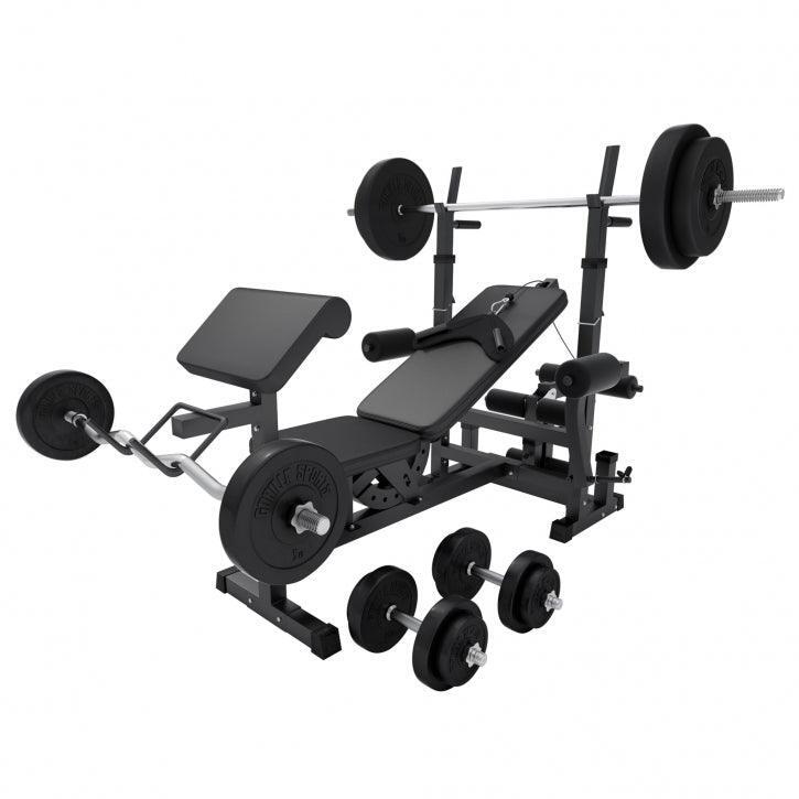 Ławka regulowana ze sztangą 100 kg obciążenia bitumiczne 31 mm