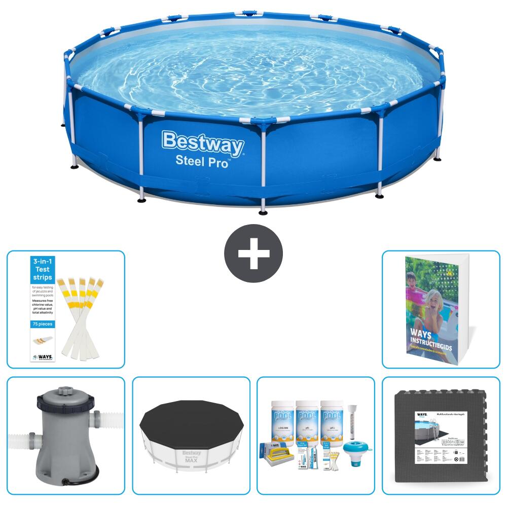 BESTWAY Basen Steel Pro Okrągły - 366x76 cm - 7-częściowy S238