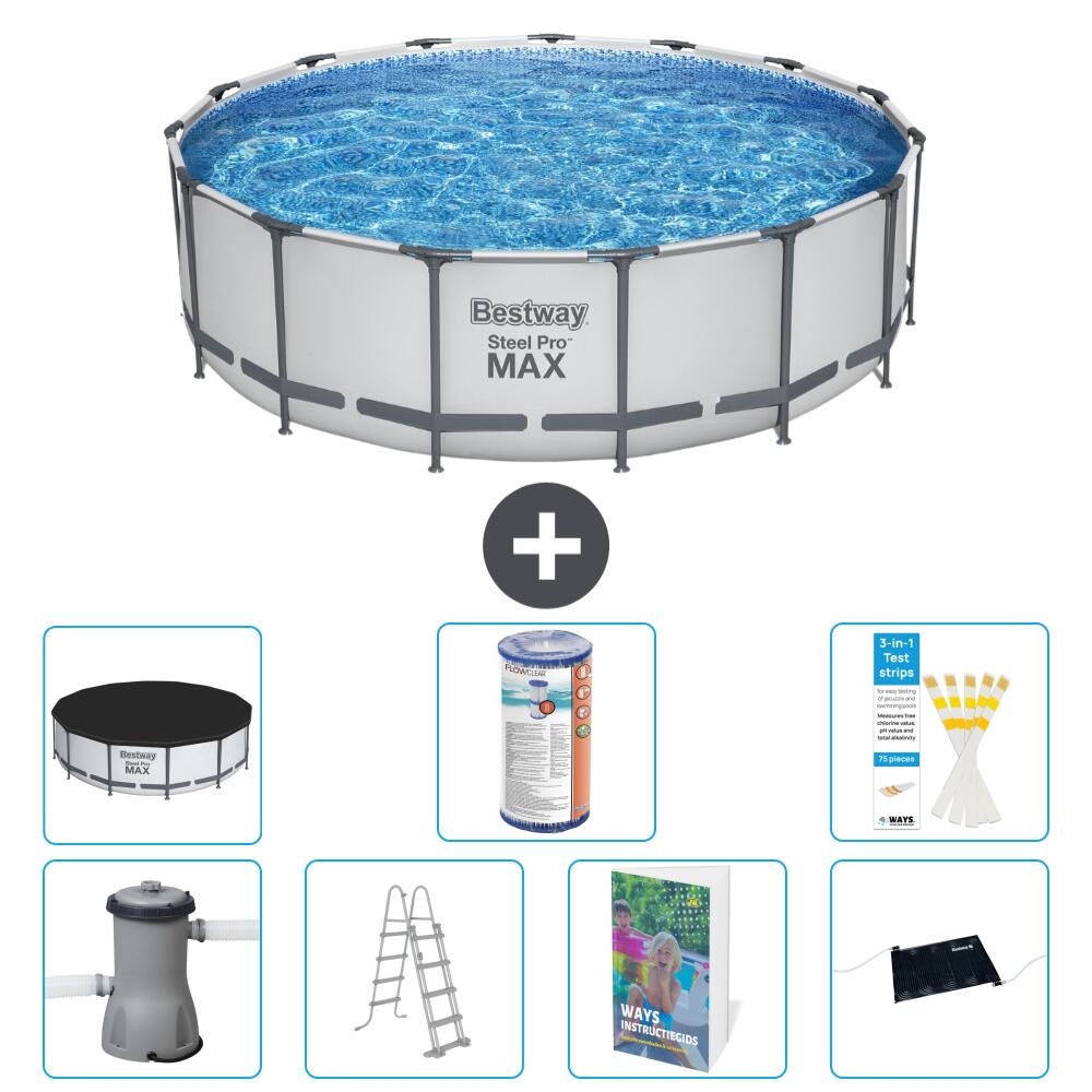 BESTWAY Basen Steel Pro MAX Okrągły - 488x122 cm - 8-częściowy S619