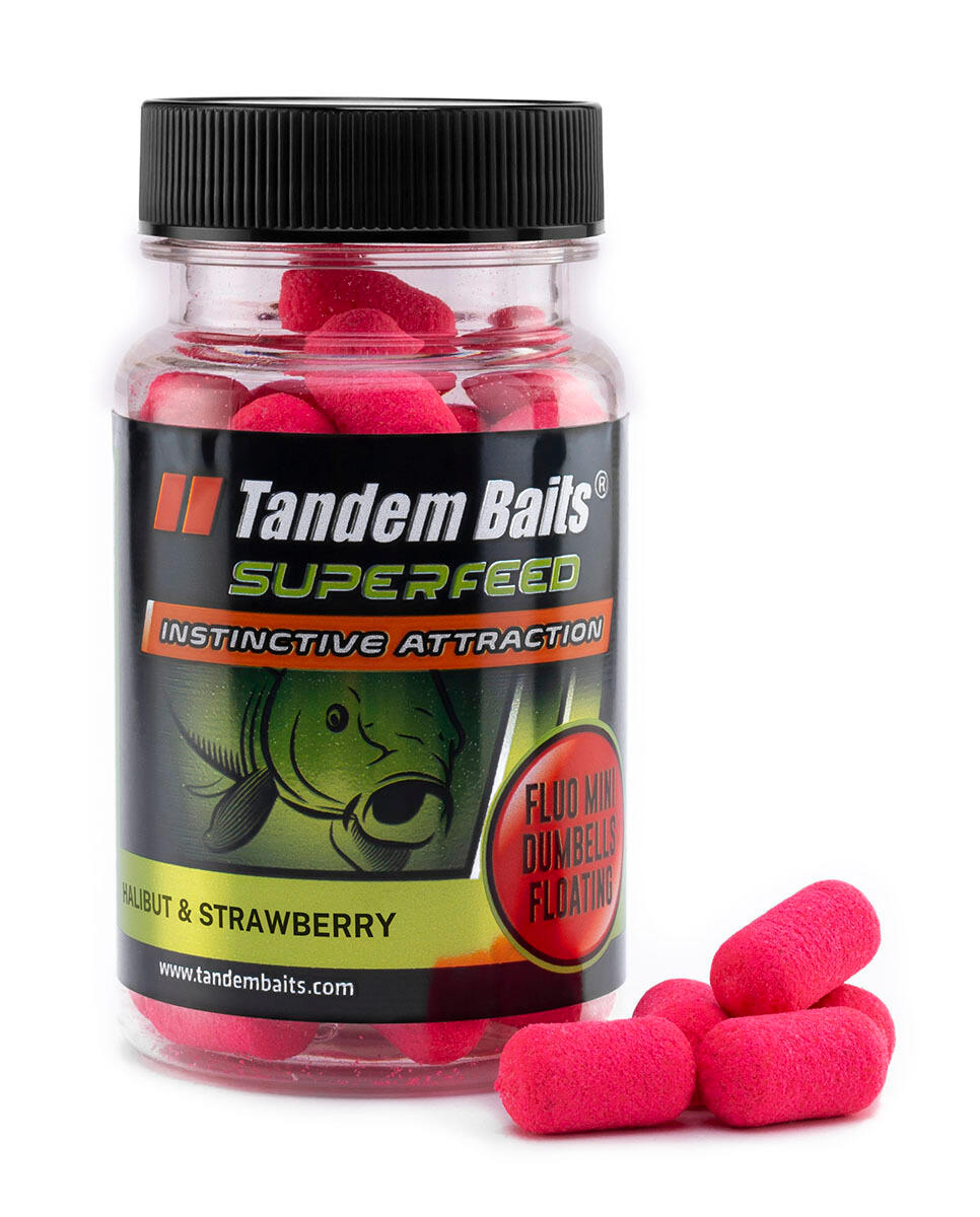 Pływające Mini Dumbells SuperFeed Fluo 30g Halibut & Strawberry