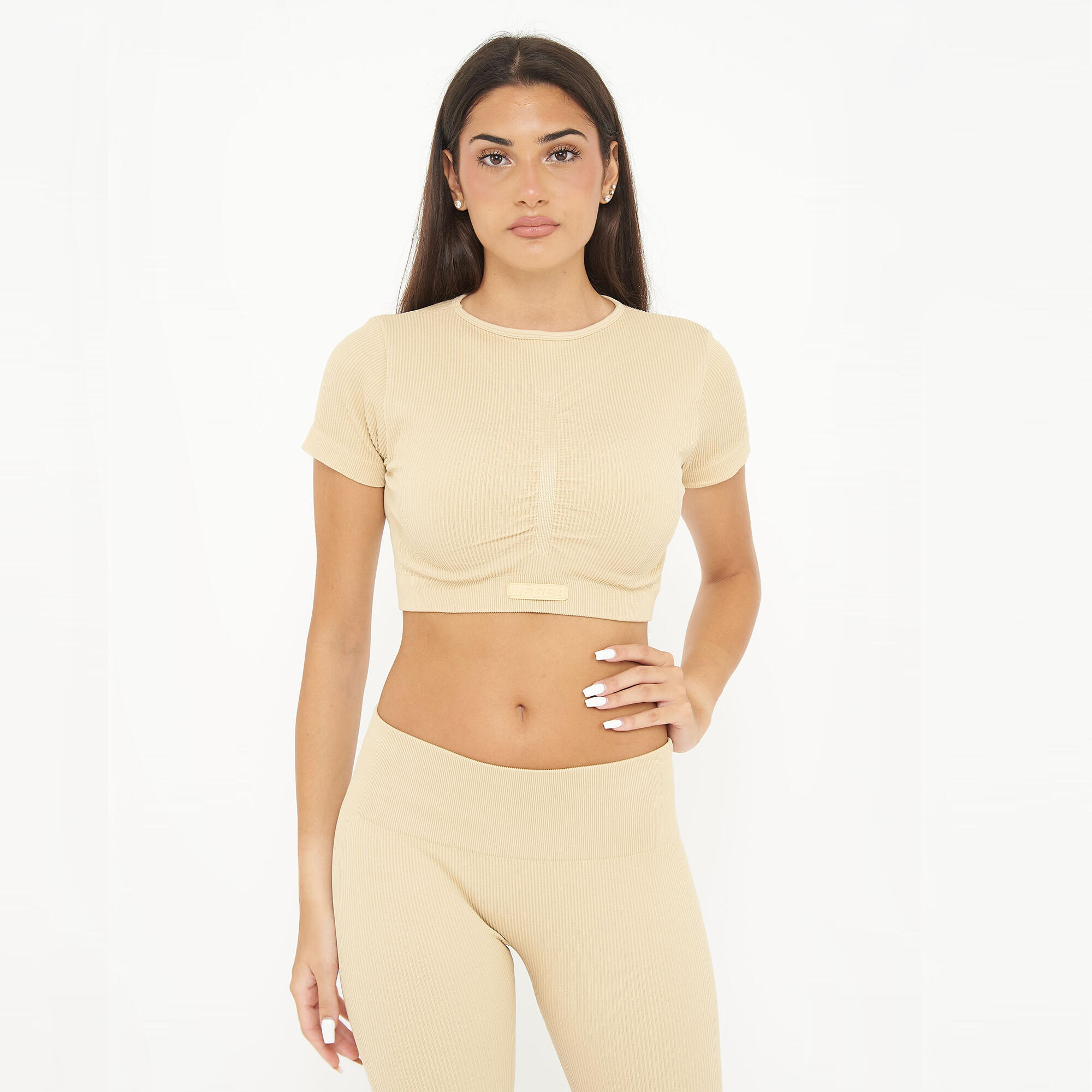 Crop top treningowy damski WAY krótki rękaw