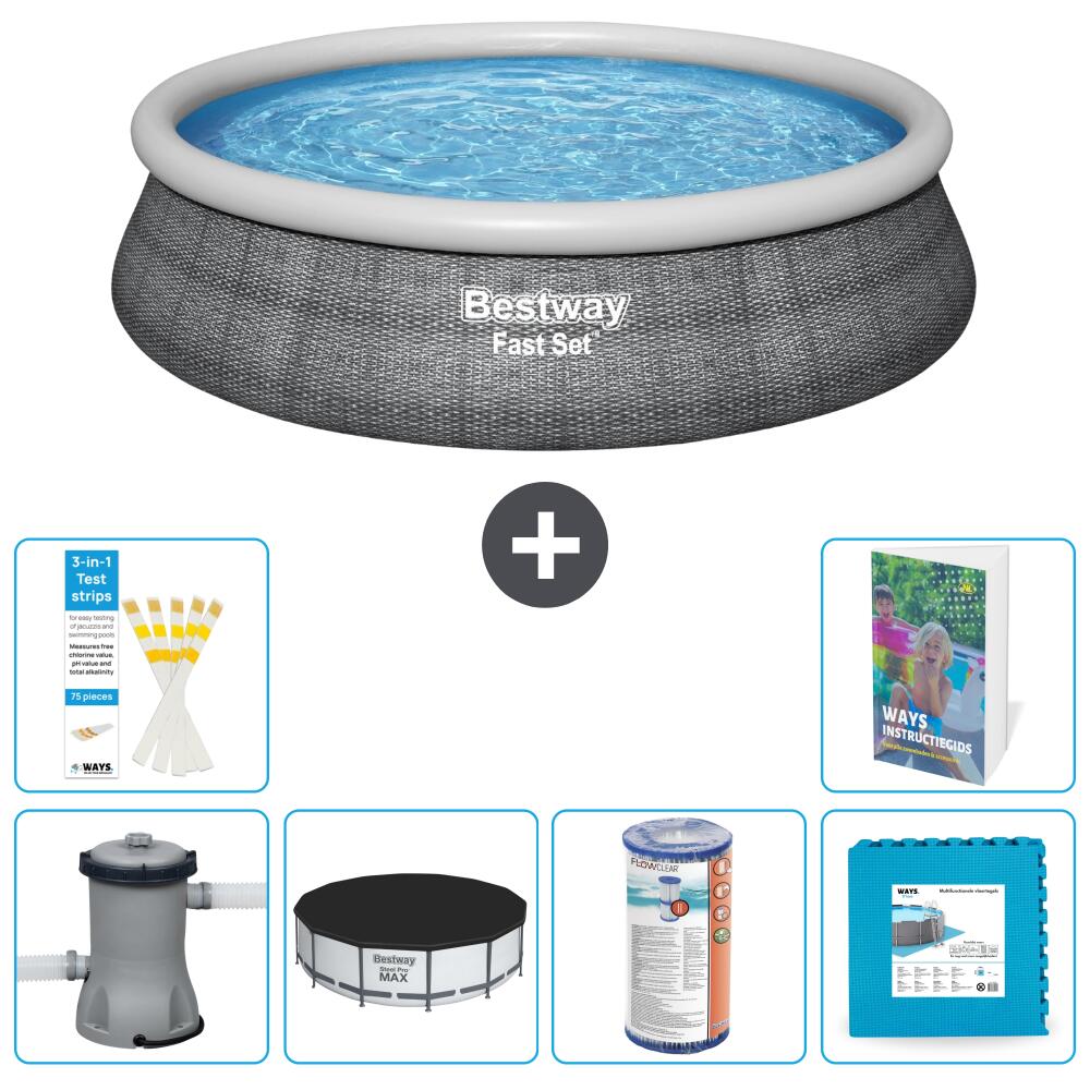 BESTWAY Basen Fast Set Okrągły - 457x84 cm - 7-częściowy S254