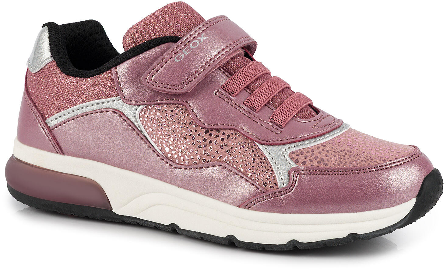 Buty dziecięce sportowe sneakersy dla dziewczynki na rzep świecące LED GEOX SPAC