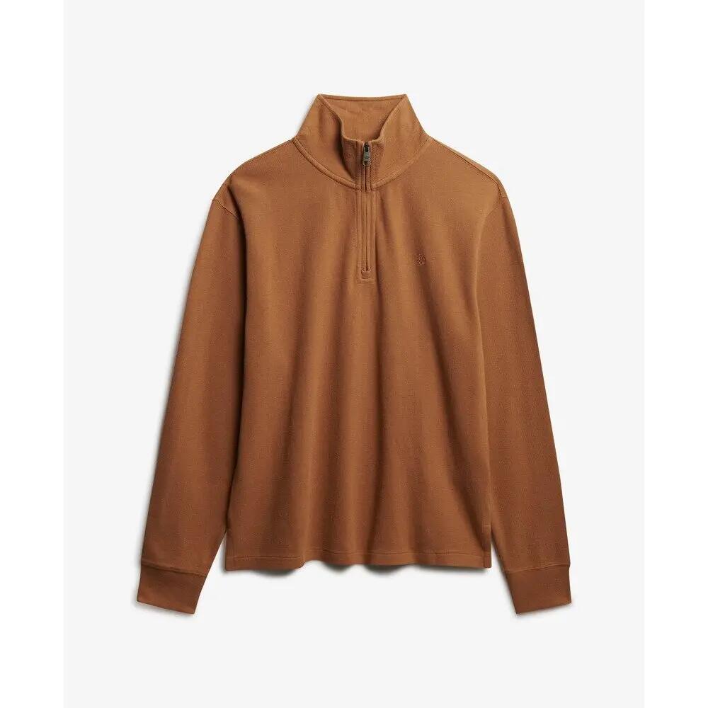 Sweter z prążkowanego materiału z zamkiem na szyi Superdry