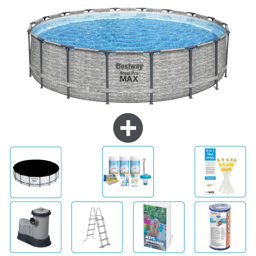 BESTWAY Basen Steel Pro MAX Okrągły - 549x122 cm - 8-częściowy S556