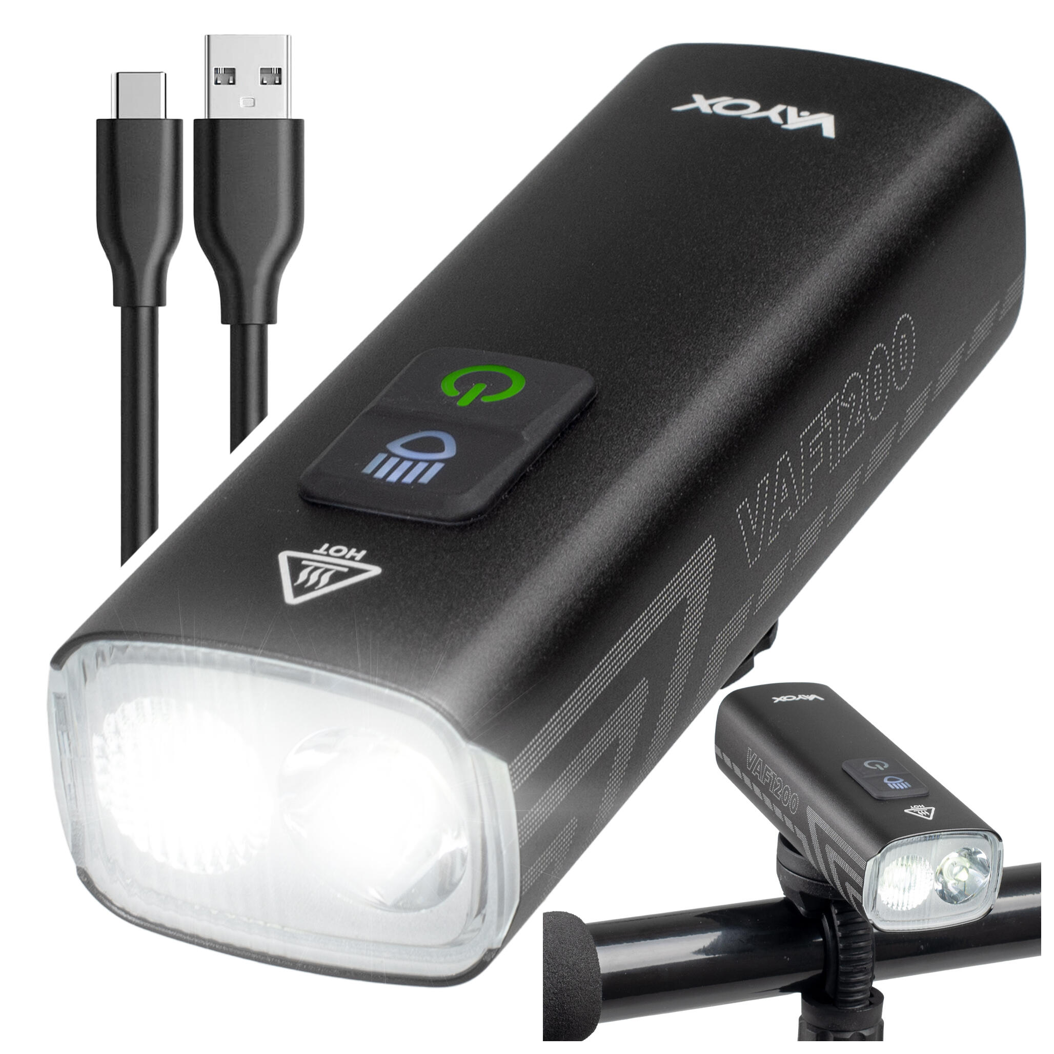 Lampka rowerowa przednia Vayox VAF1200 1200lm akumulatorowa USB-C