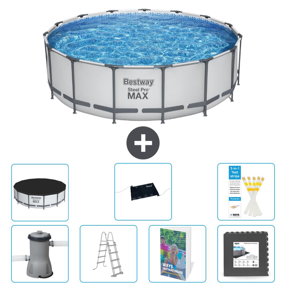 BESTWAY Basen Steel Pro MAX Okrągły - 488x122 cm - 8-częściowy S543
