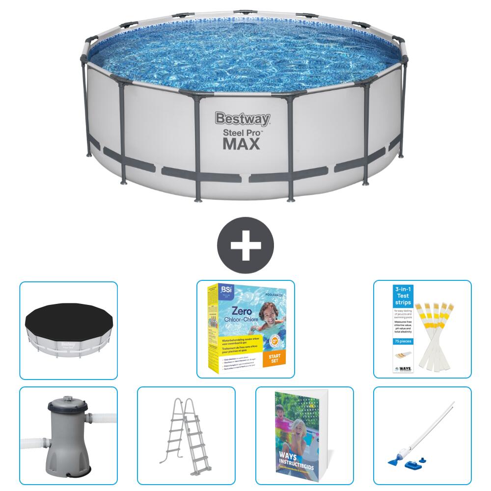 BESTWAY Basen Steel Pro MAX Okrągły - 427x84 cm - 8-częściowy S544