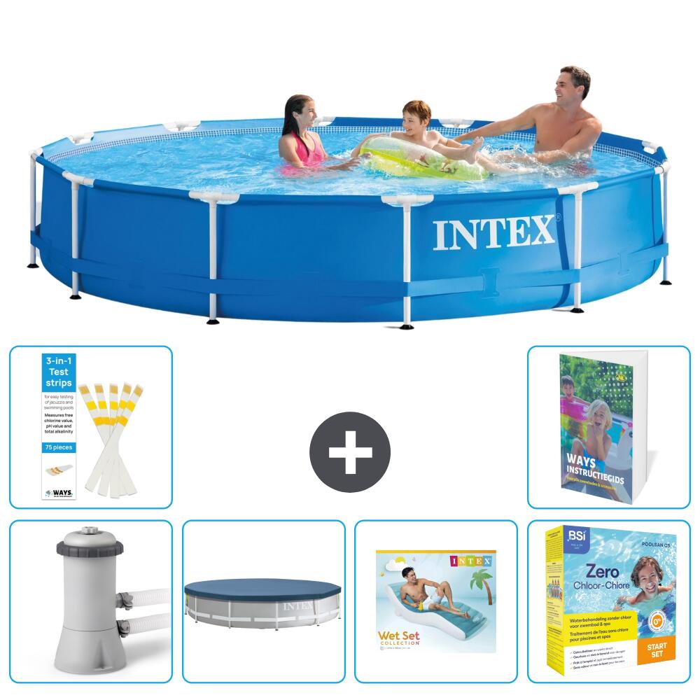 INTEX Basen ze stelażem Okrągły - 366x76 cm - 7-częściowy S309