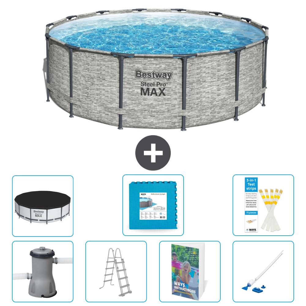 BESTWAY Basen Steel Pro MAX Okrągły - 427x122 cm - 8-częściowy S531