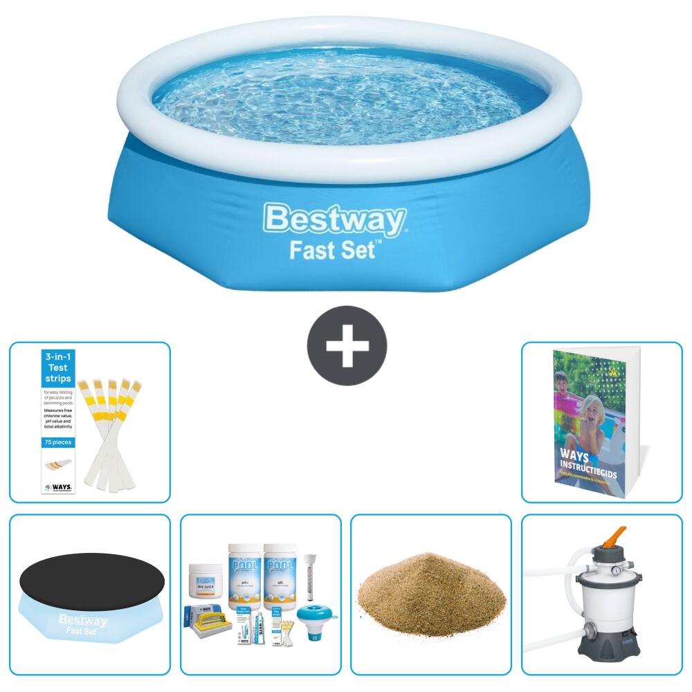 BESTWAY Basen Fast Set Okrągły - 244x61 cm - 7-częściowy S47