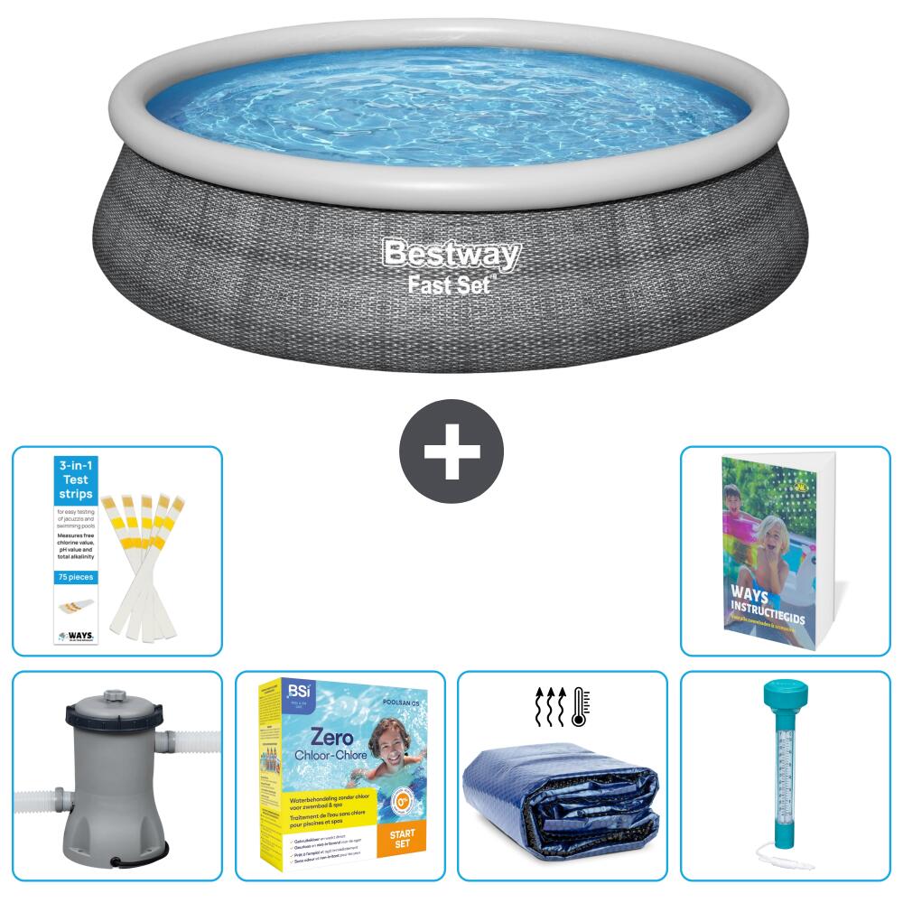 BESTWAY Basen Fast Set Okrągły - 457x84 cm - 7-częściowy S184