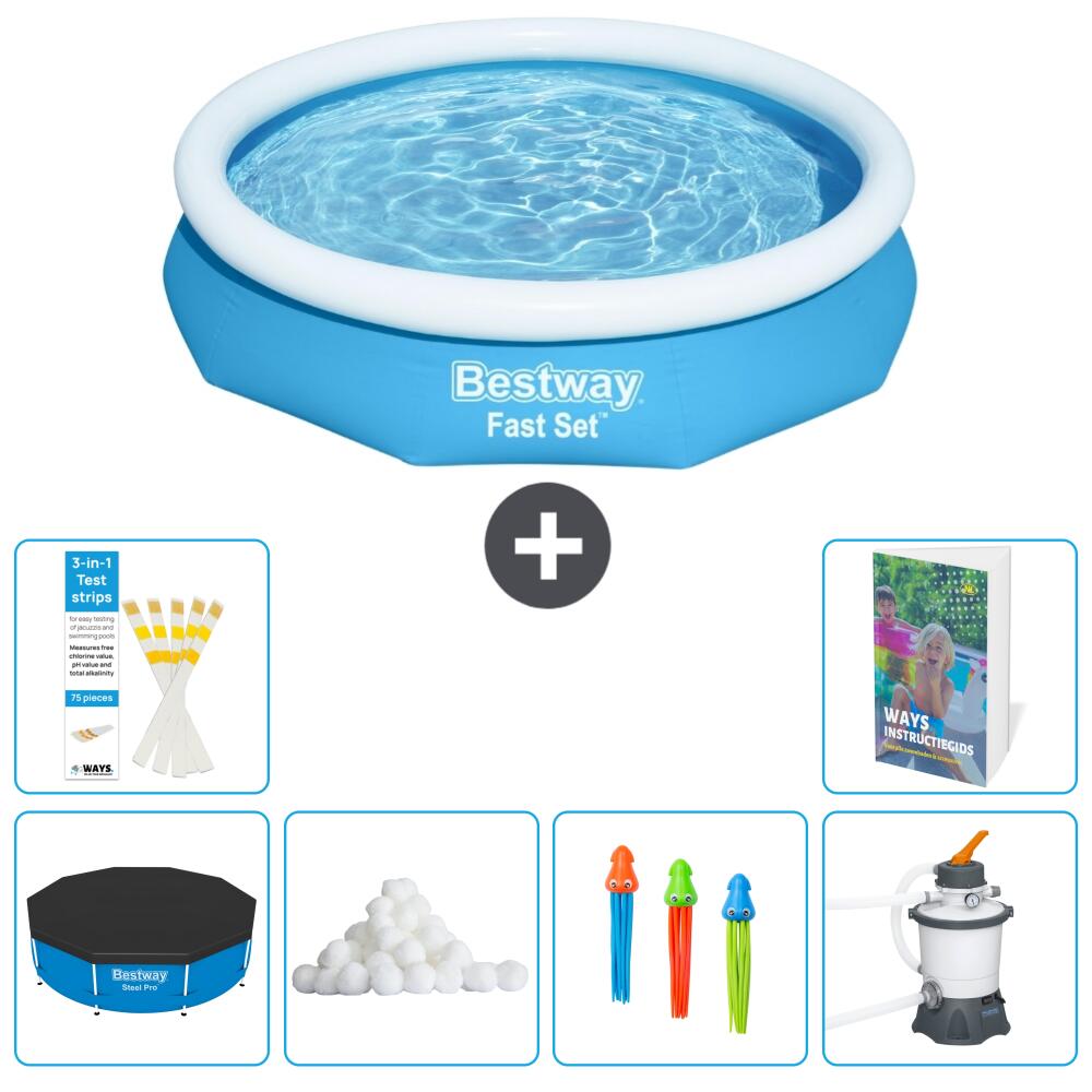 BESTWAY Basen Fast Set Okrągły - 305x66 cm - 7-częściowy S8