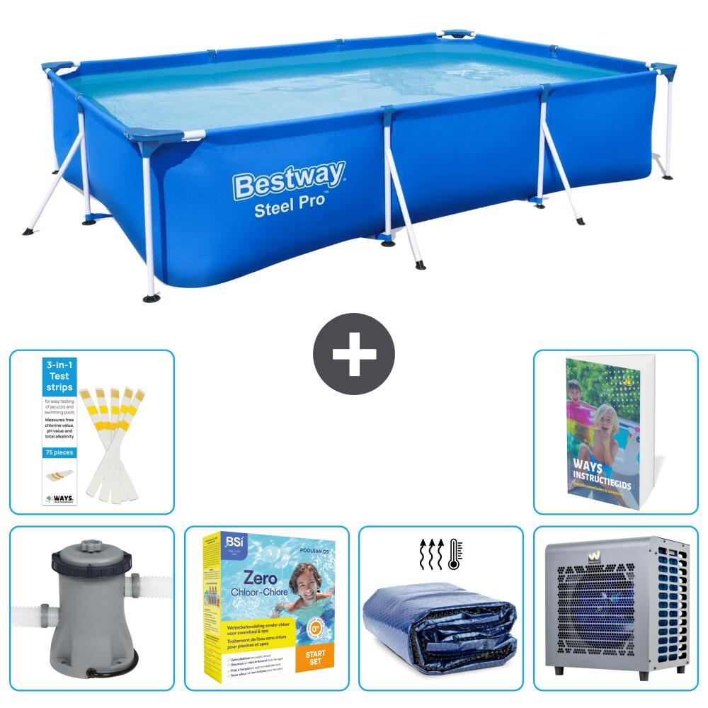BESTWAY Basen Steel Pro Prostokątny - 300x201x66 cm - 7-częściowy S331