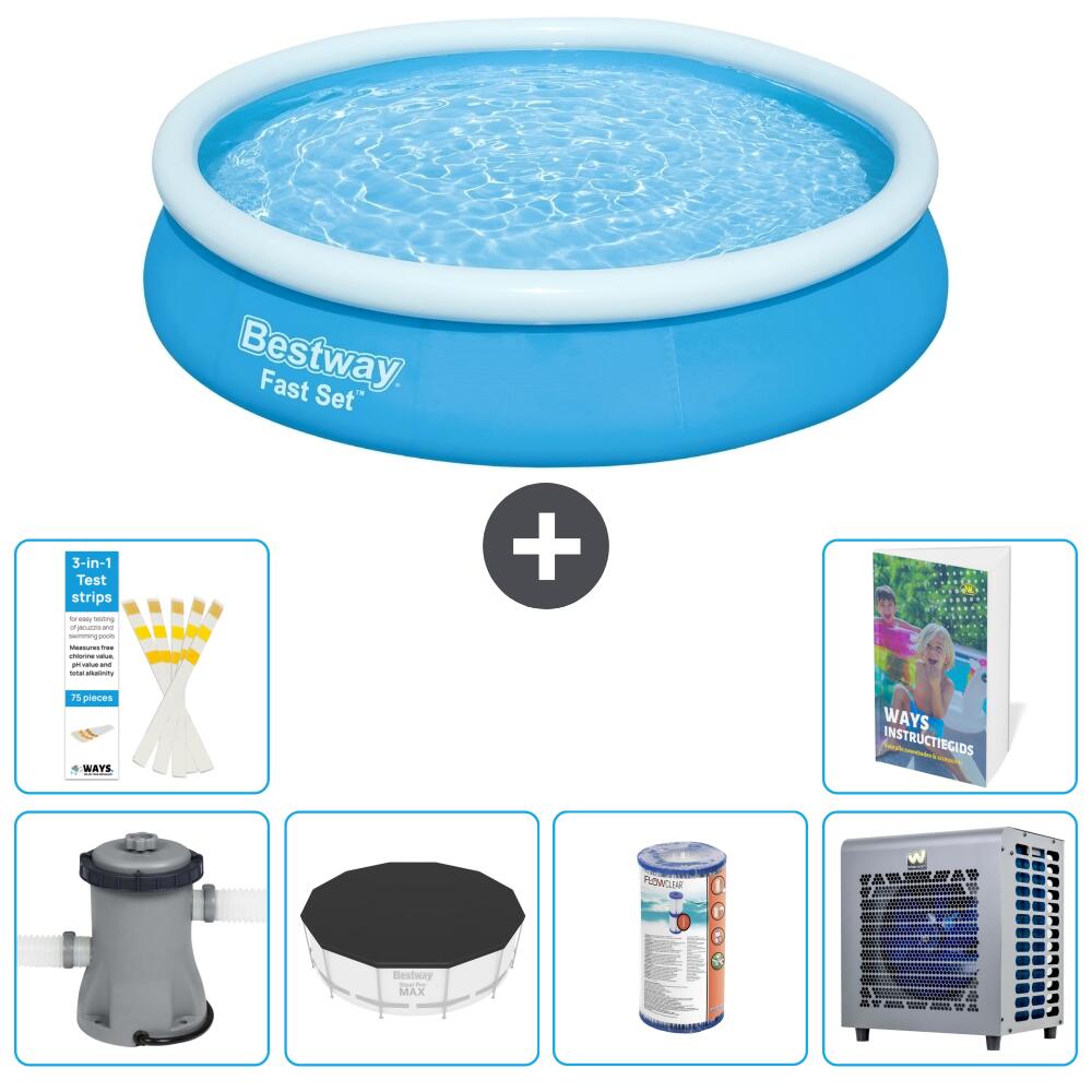 BESTWAY Basen Fast Set Okrągły - 366x76 cm - 7-częściowy S203