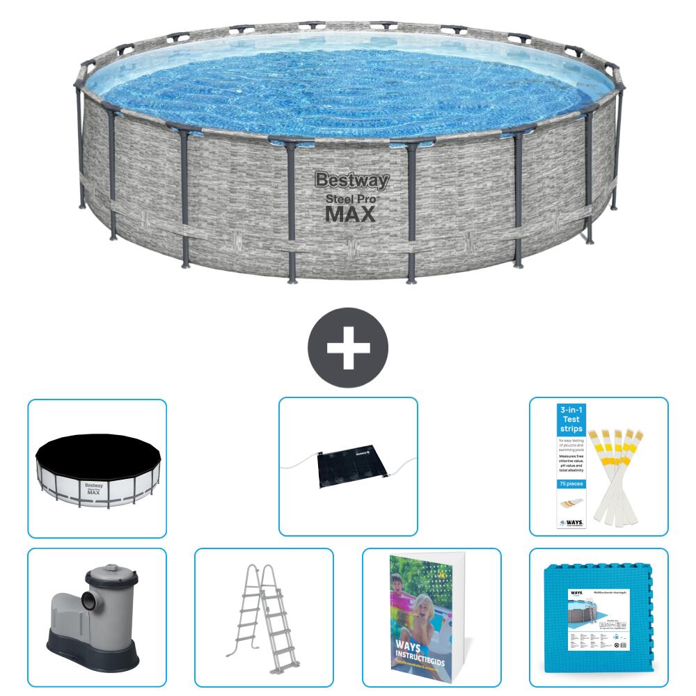 BESTWAY Basen Steel Pro MAX Okrągły - 549x122 cm - 8-częściowy S621