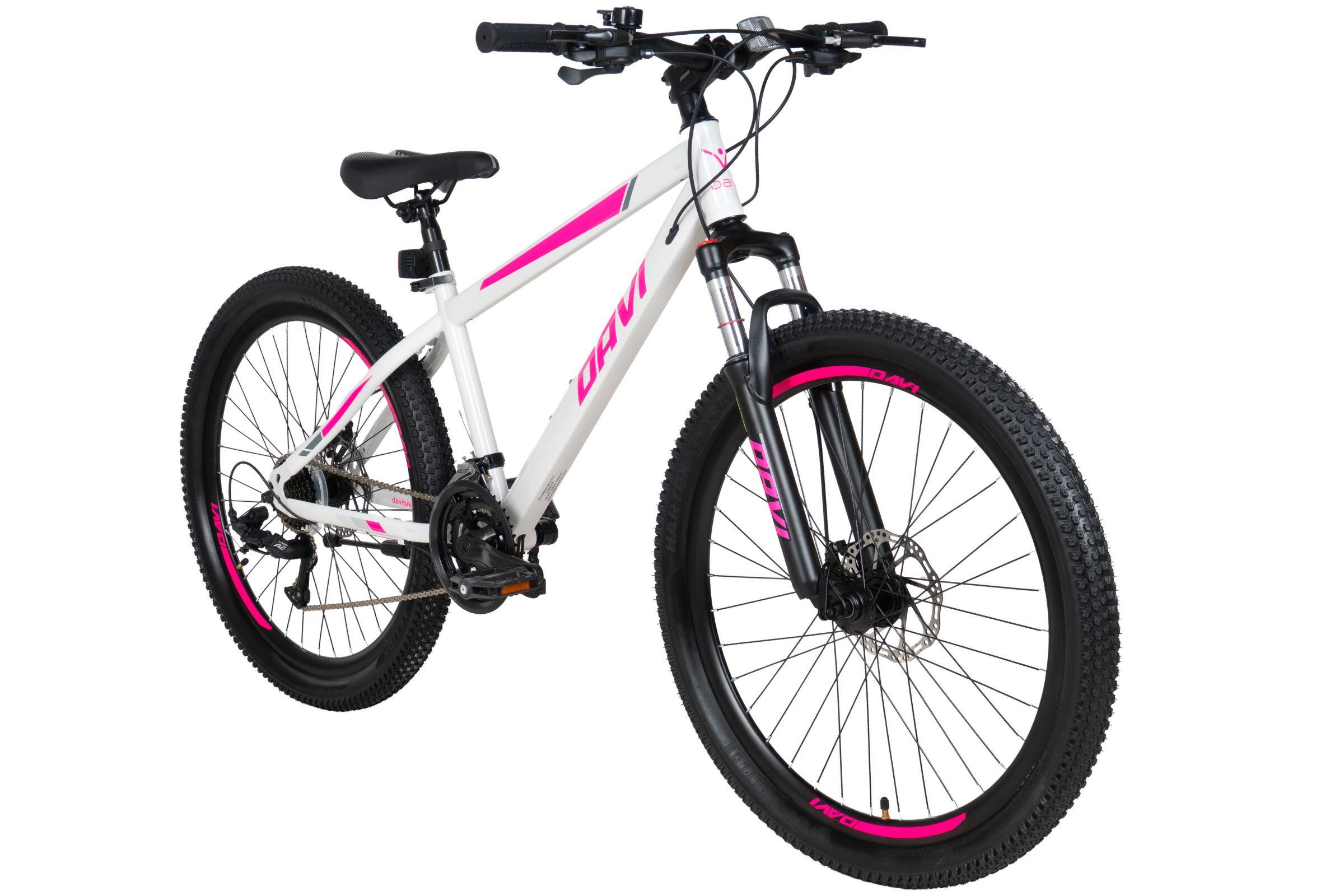 Rower górski MTB Davi Bonita Pro 26, 145-170 cm, 21 biegów, biały/różowy