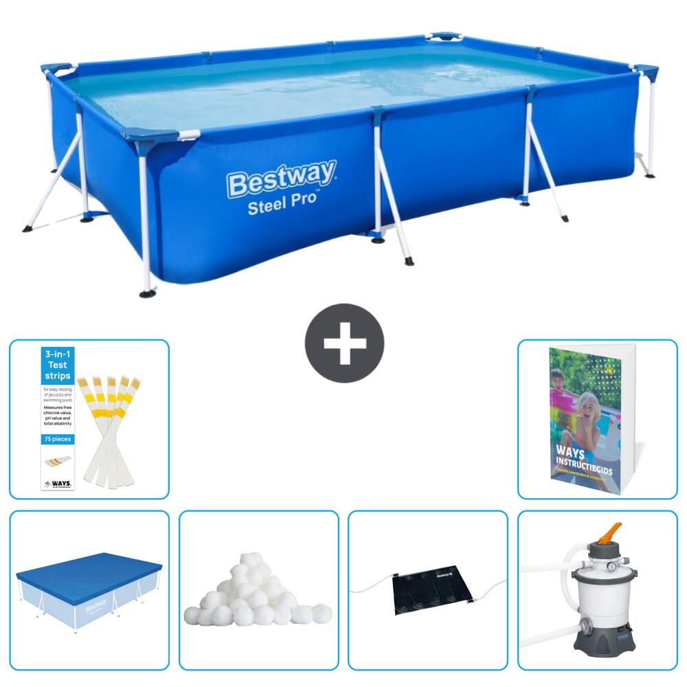 BESTWAY Basen Steel Pro Prostokątny - 300x201x66 cm - 7-częściowy S12