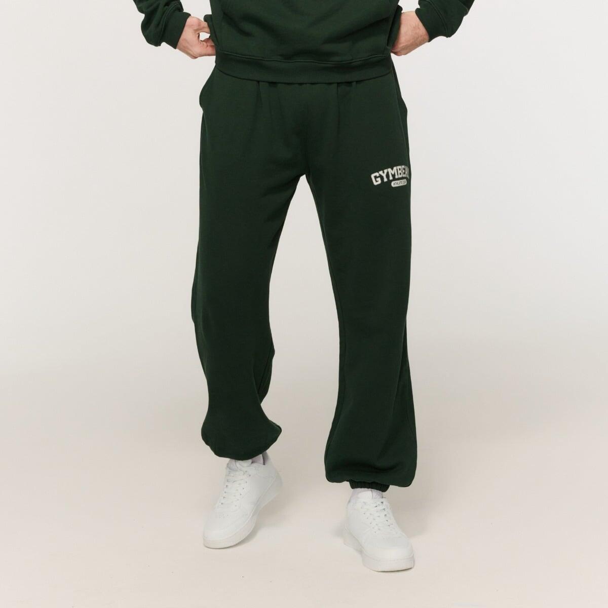 Spodnie męskie fitness oversize ze sznurkiem Varsity zielone