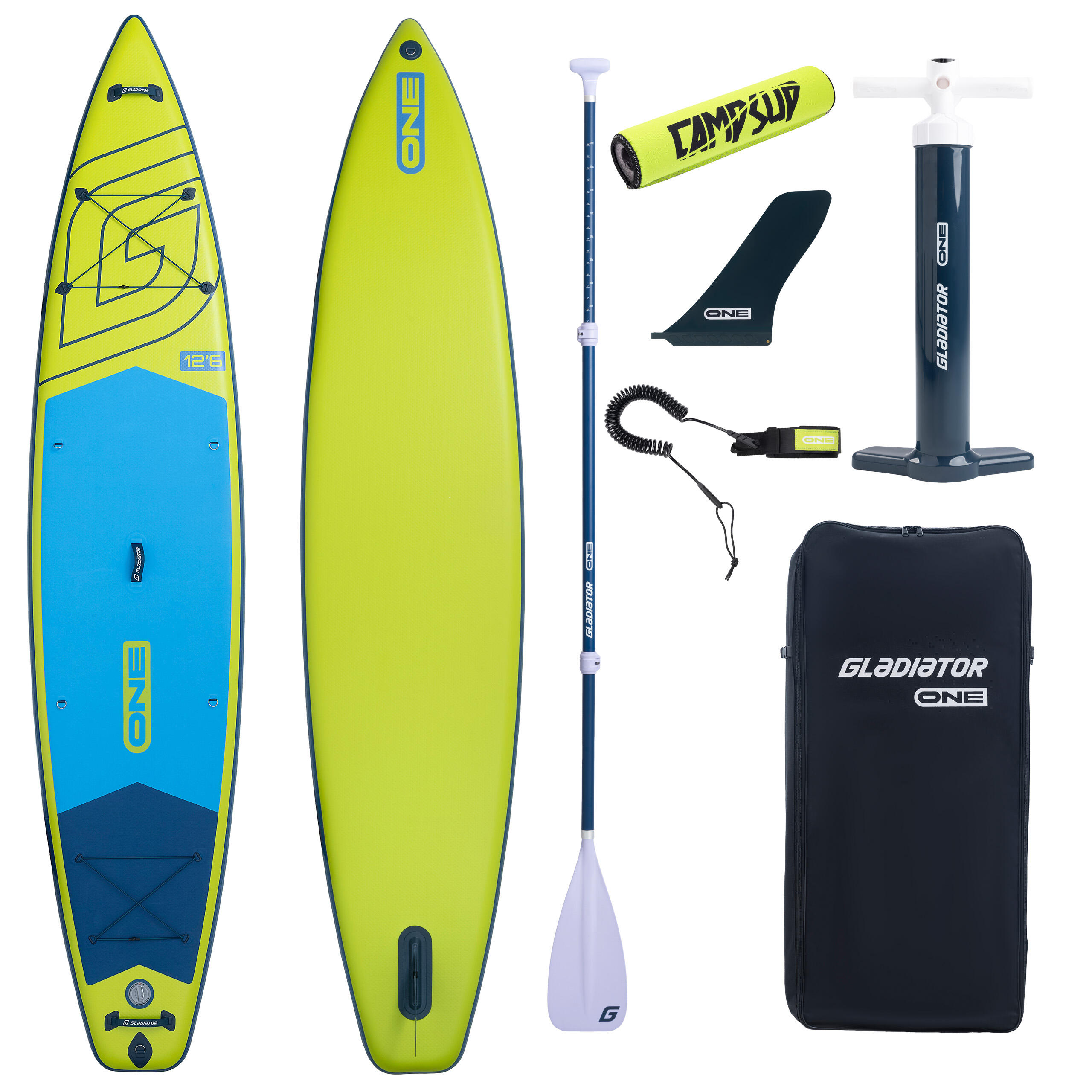 Deska SUP Pompowana Gladiator ONE 12'6 Touring LIME 2026 + Bojka zielona