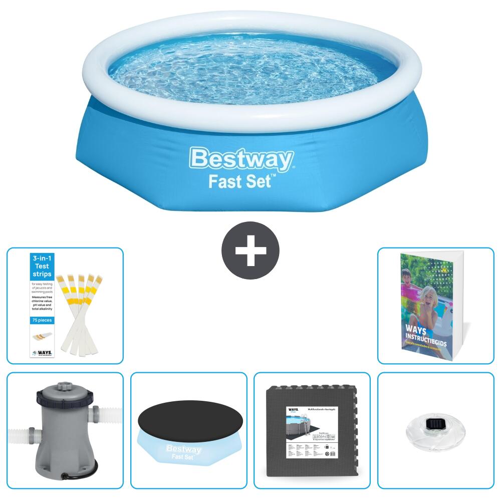 BESTWAY Basen Fast Set Okrągły - 244x61 cm - 7-częściowy S312