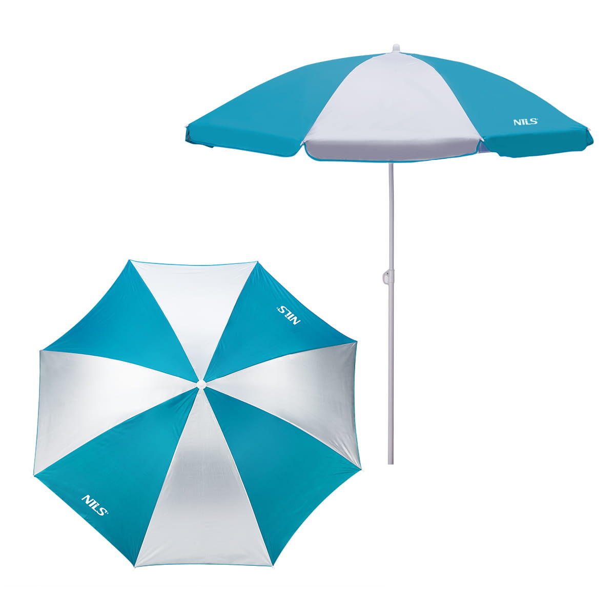 Parasol plażowy NILS CAMP NC7813 z regulacją kąta SPF 40+ 160 cm