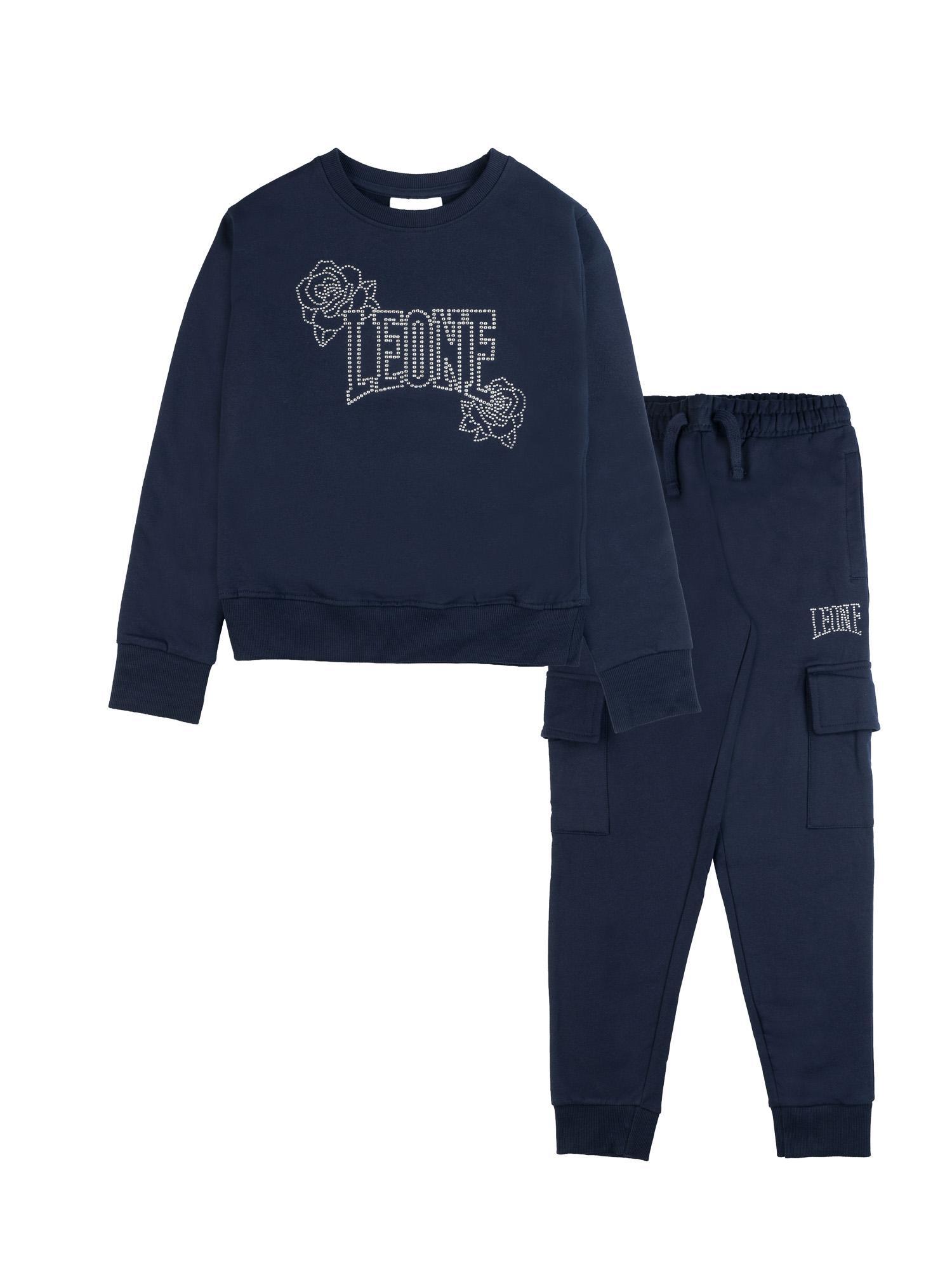 Leone 1947 Nature Mädchen Winter-Trainingsanzug mit Rundhalsausschnitt Cargohose