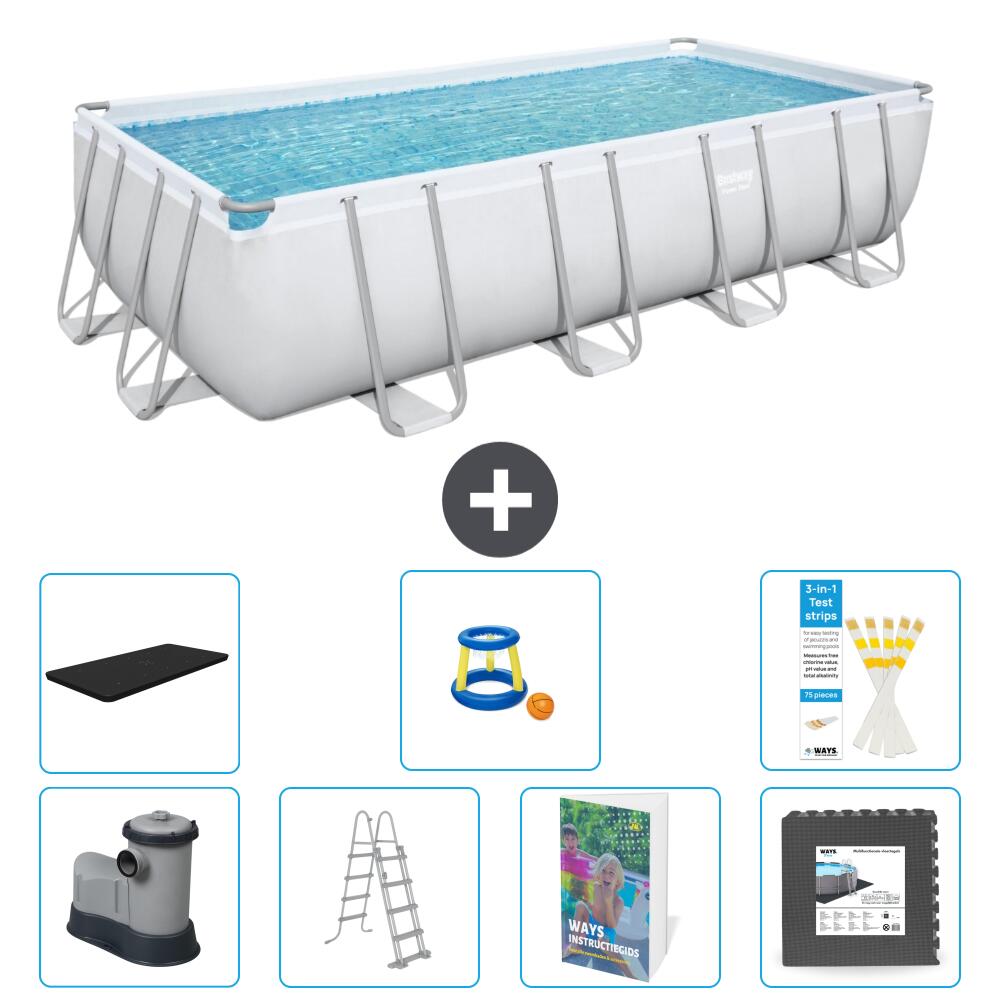 BESTWAY Basen Power Steel Prostokątny - 549x274x122 cm - 8-częściowy S525