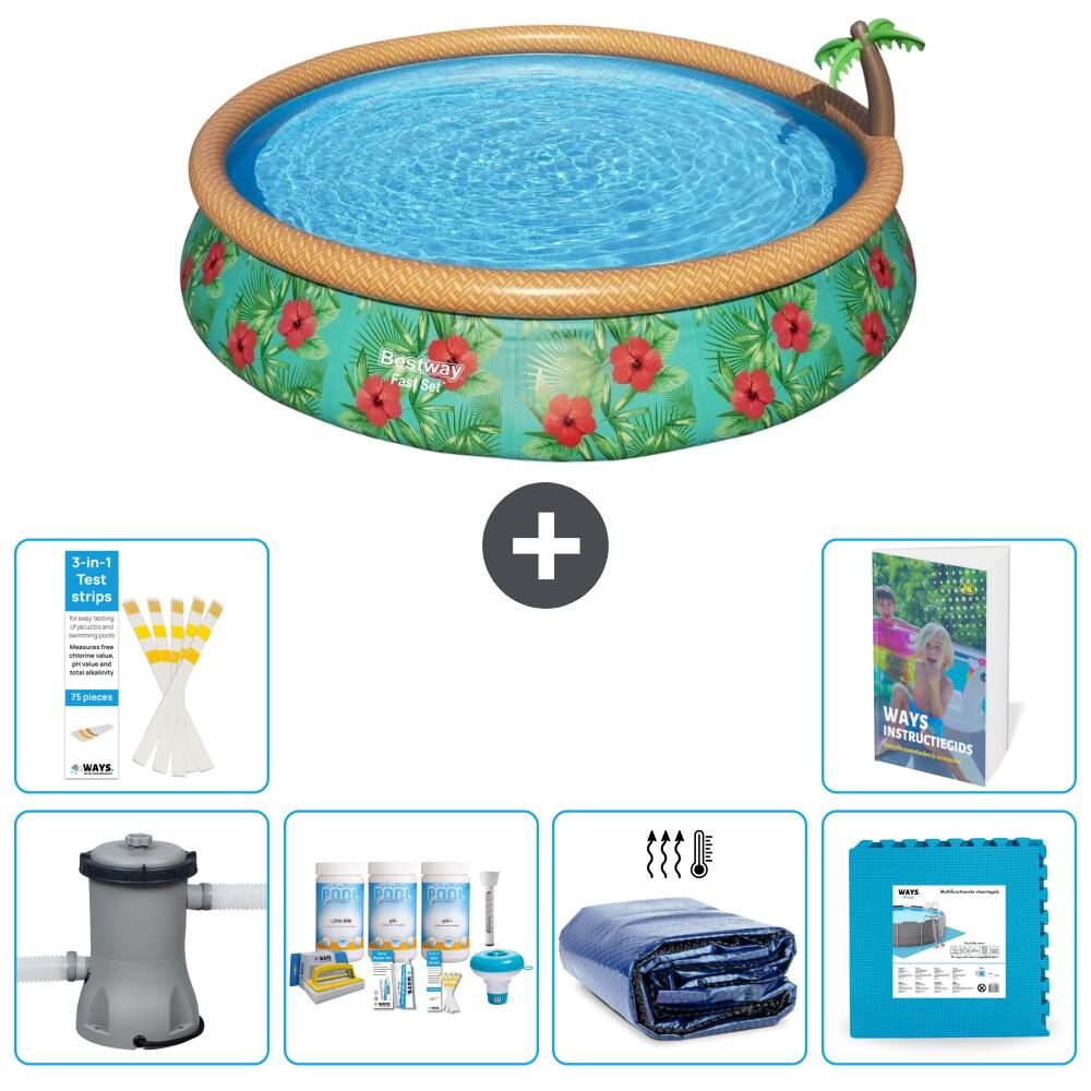 BESTWAY Basen Fast Set Okrągły - 457x84 cm - 7-częściowy S188