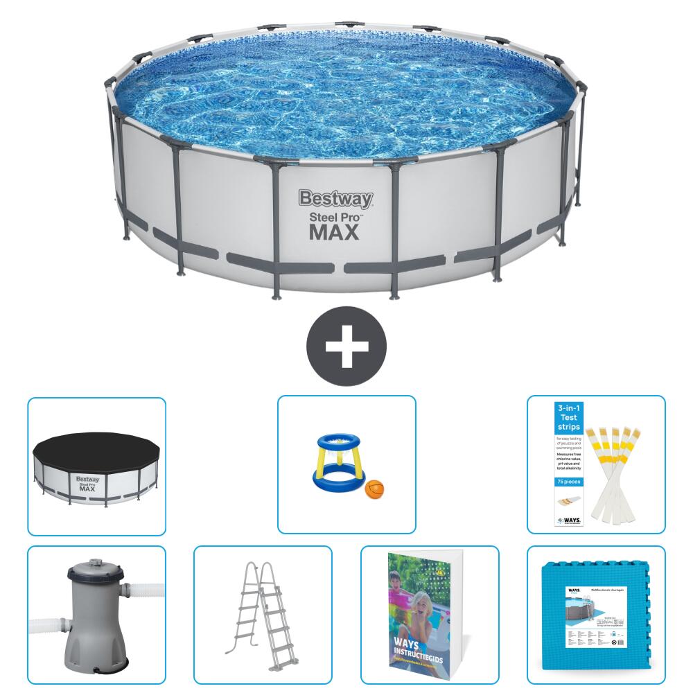 BESTWAY Basen Steel Pro MAX Okrągły - 488x122 cm - 8-częściowy S570