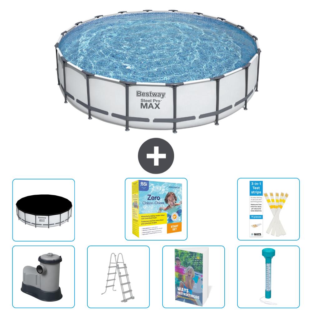 BESTWAY Basen Steel Pro MAX Okrągły - 549x122 cm - 8-częściowy S532