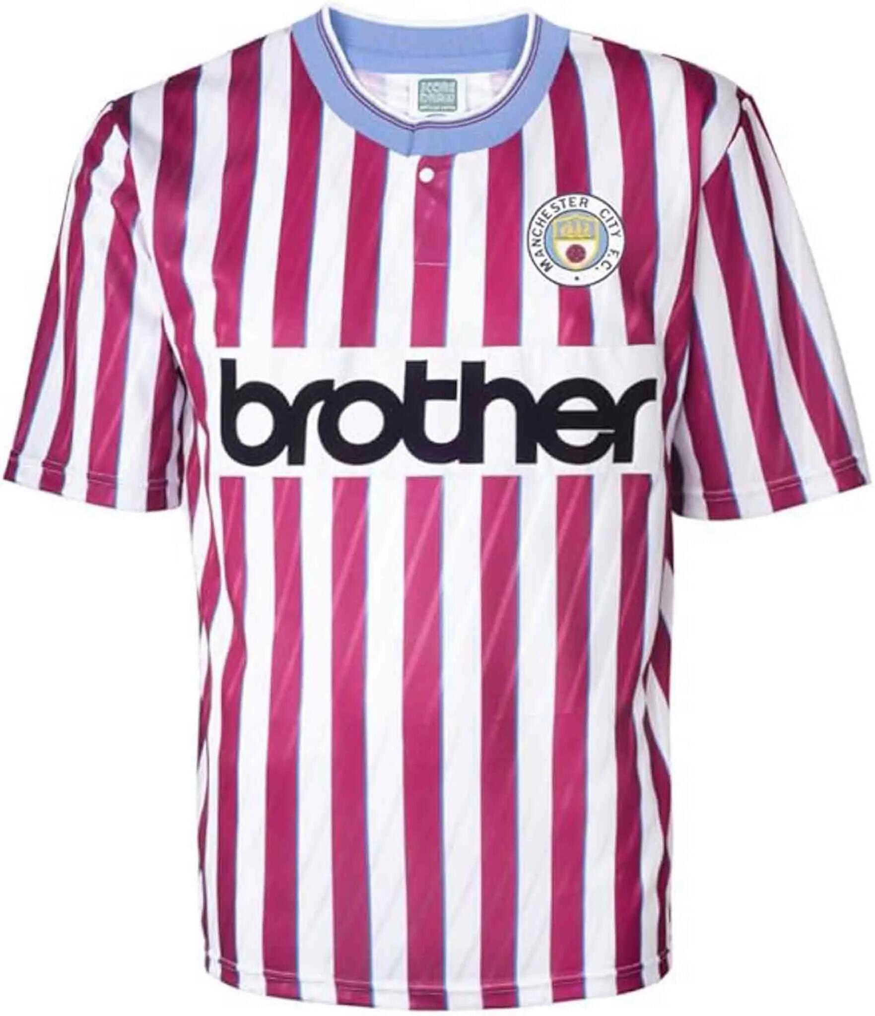 Koszulka wyjazdowa Manchester City retro 1988/89 męska Burgundy Mix