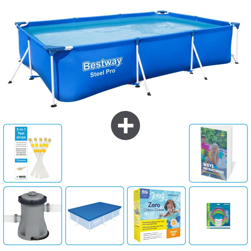 BESTWAY Basen Steel Pro Prostokątny - 300x201x66 cm - 7-częściowy S231