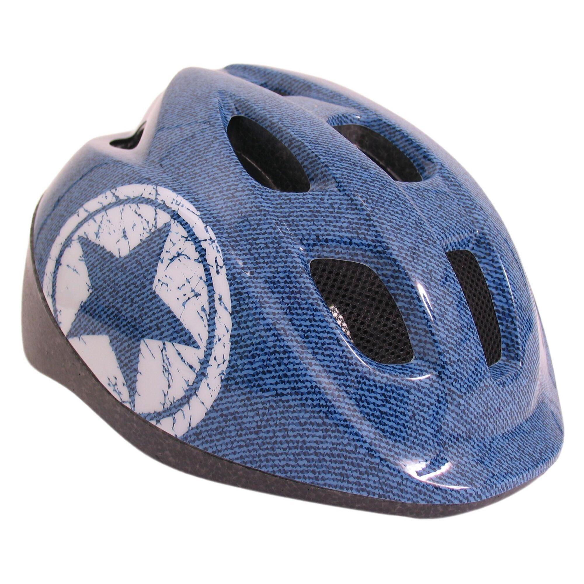 Kask Rowerowy Junior Jeans – (52-56 Cm | 20 47-22 05'') - Niebieski/Biały