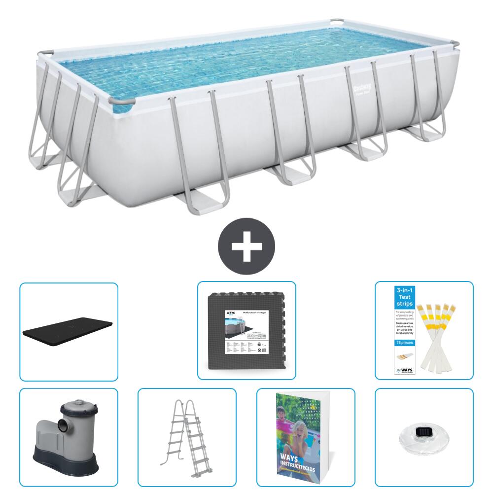 BESTWAY Basen Power Steel Prostokątny - 549x274x122 cm - 8-częściowy S608