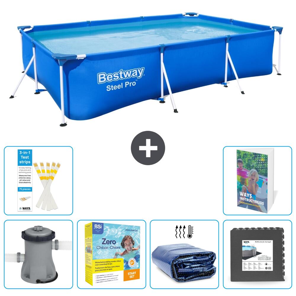 BESTWAY Basen Steel Pro Prostokątny - 300x201x66 cm - 7-częściowy S285