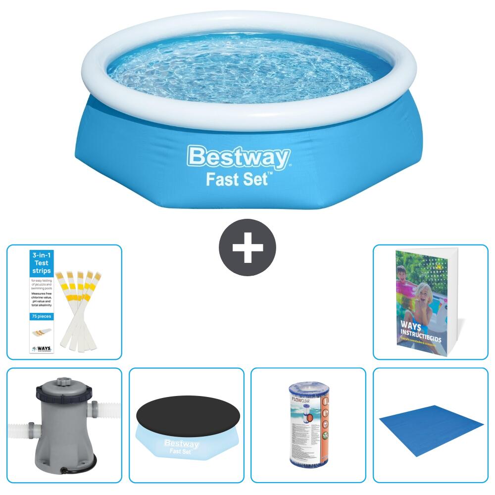 BESTWAY Basen Fast Set Okrągły - 244x61 cm - 7-częściowy S341
