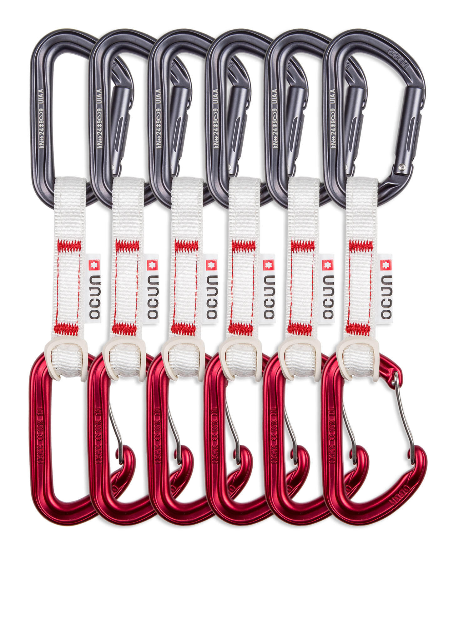 Ekspresy wspinaczkowe Ocun Hawk QD Combi Bio-Dyn-Ring 15 mm 10 cm 6-pack - red