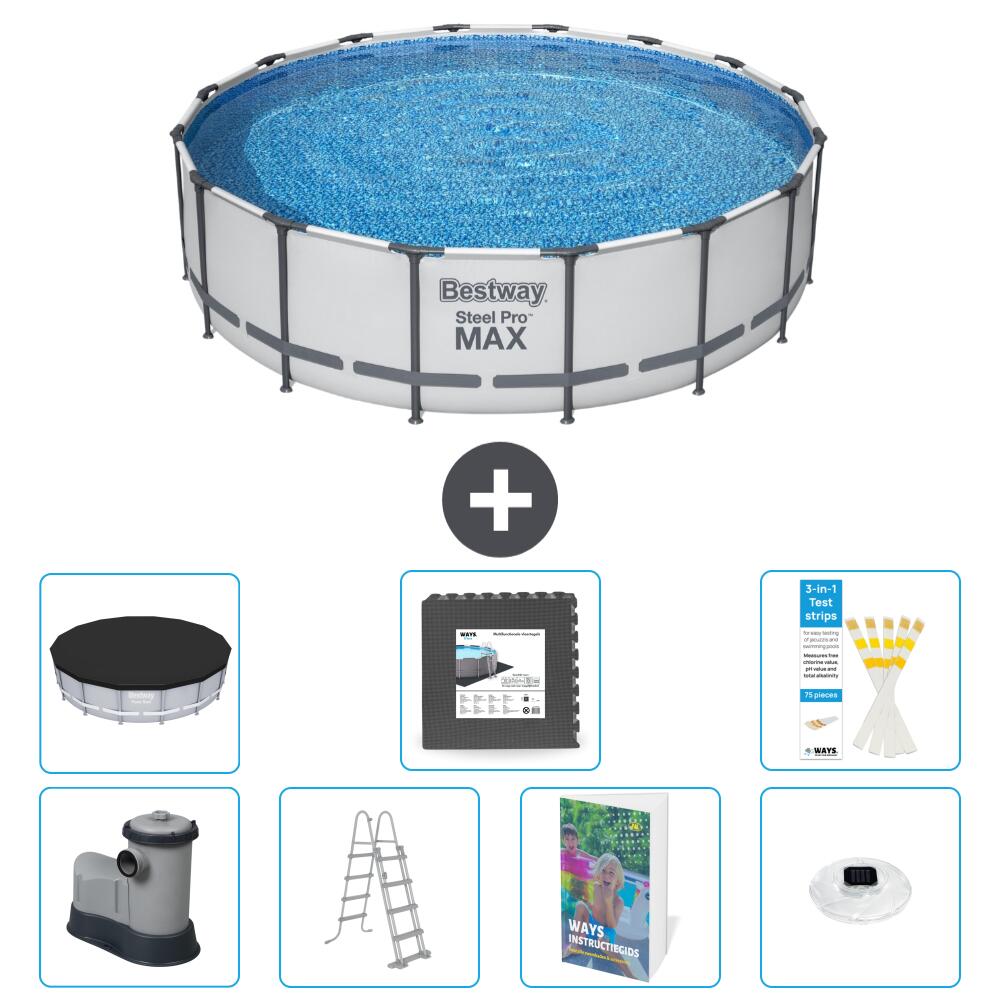 BESTWAY Basen Steel Pro MAX Okrągły - 488x122 cm - 8-częściowy S608