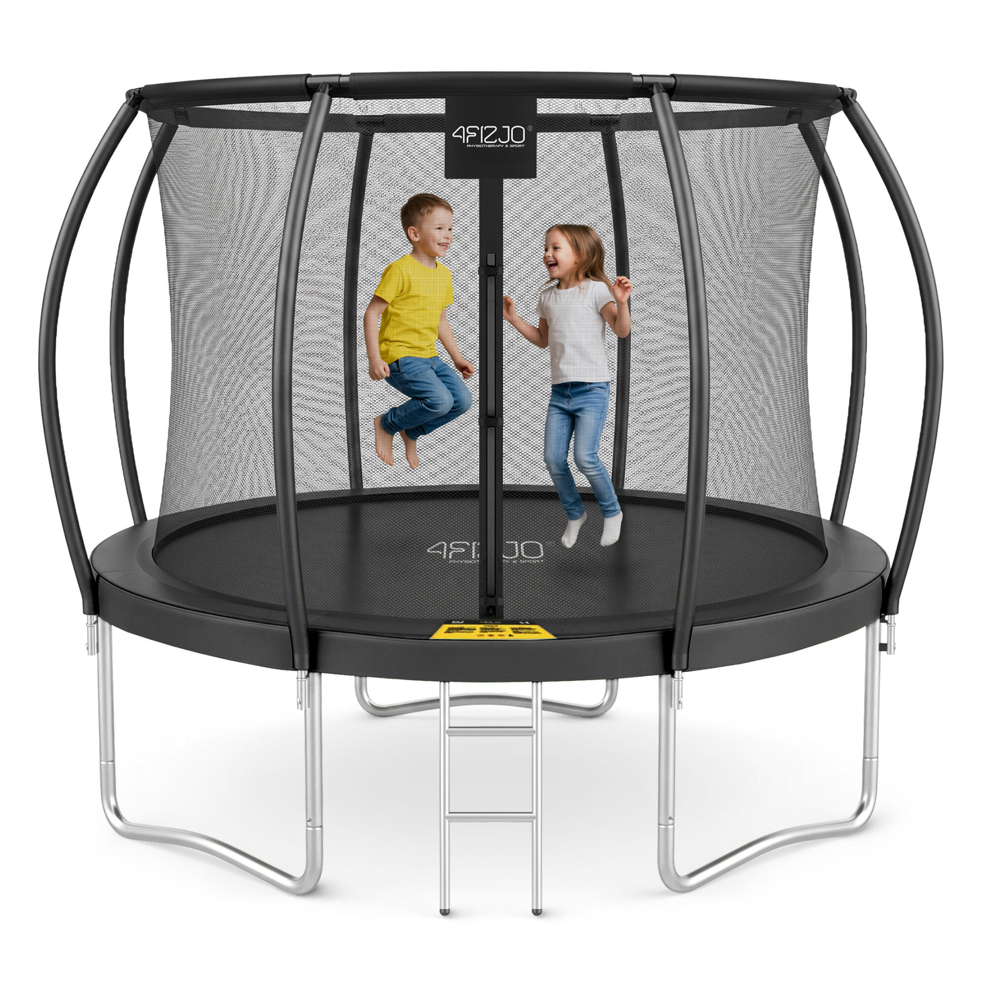 Trampolina ogrodowa dla dzieci 4FIZJO PRO z siatką ochronną 305cm 10FT czarna