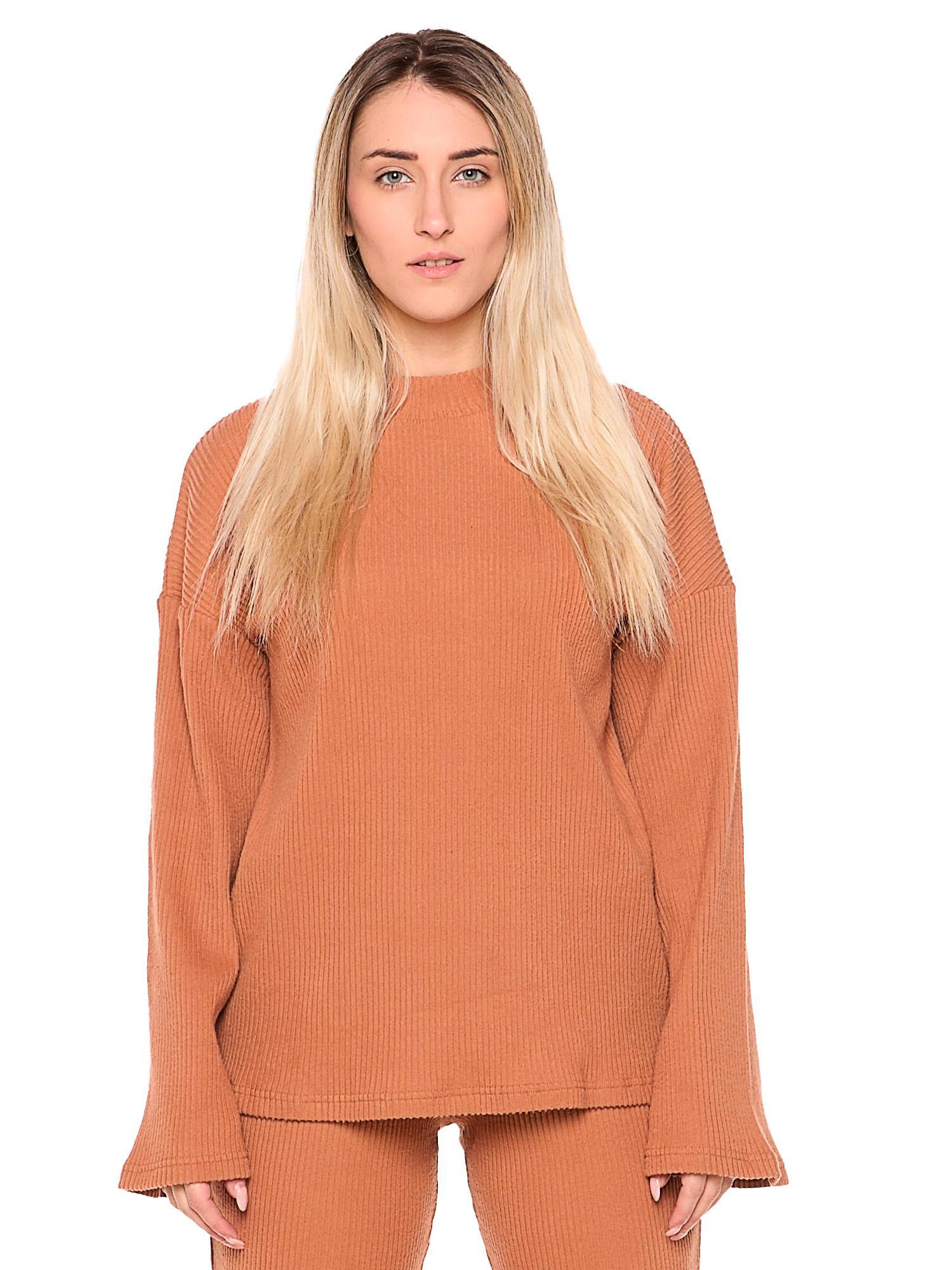 Bluzy damskie zimowe prążkowane Relaxed
