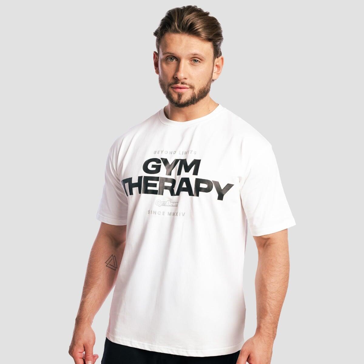 Koszulka męska fitness oversize biała Gym Therapy